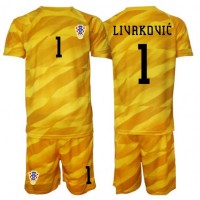 Stroje piłkarskie Chorwacja Dominik Livakovic #1 Bramkarskie Koszulka Podstawowej dla dzieci MŚ 2026 Krótki Rękaw (+ szorty)